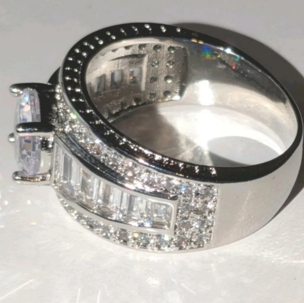 Classic Mens Dazzling 3ct Round Cut Lab Created diamond Engagement ring